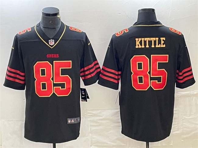 Men's San Francisco 49ers #85 George Kittle Black Gold Football Stitched Jersey